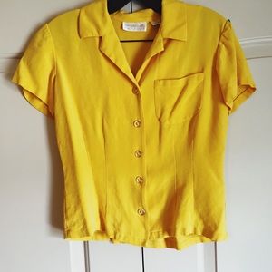 Yellow Button Down— 100% Silk!